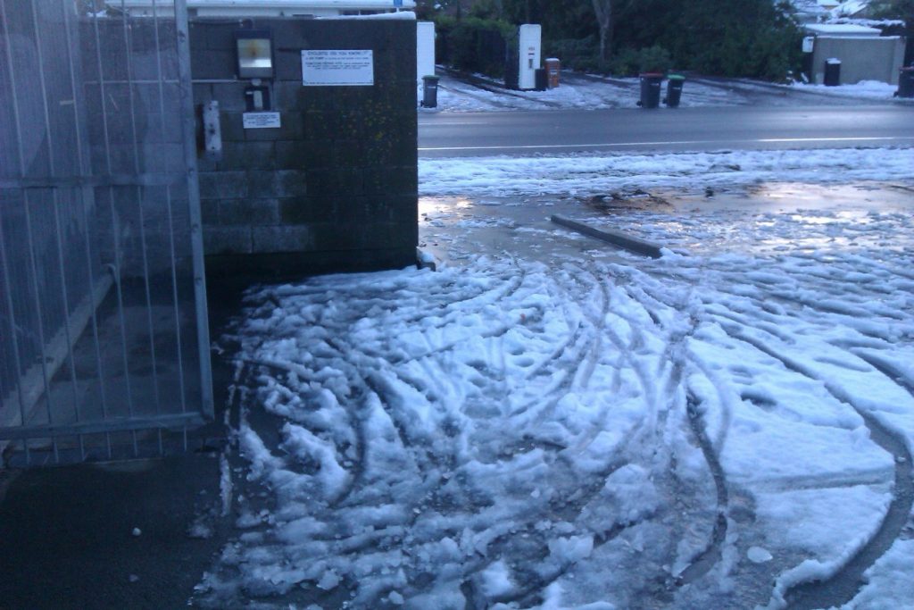 Bike Parking entrance in the snow